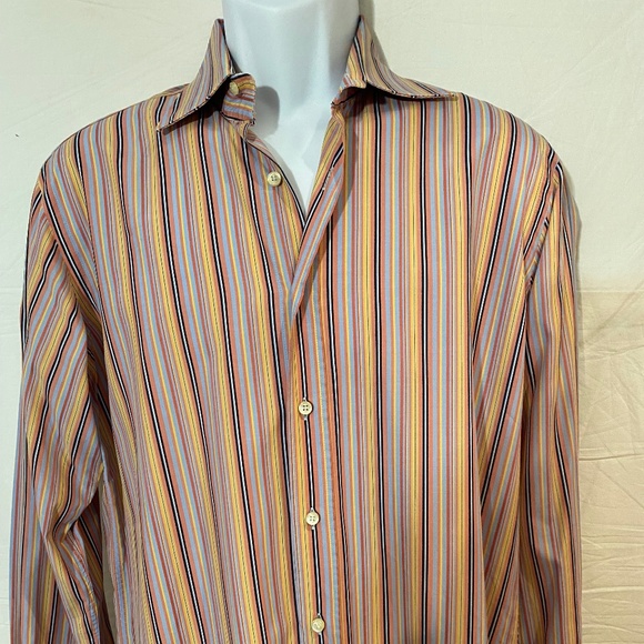 ETRO Men’s Striped Button Down Shirt Sz M or 40 - Picture 2 of 6